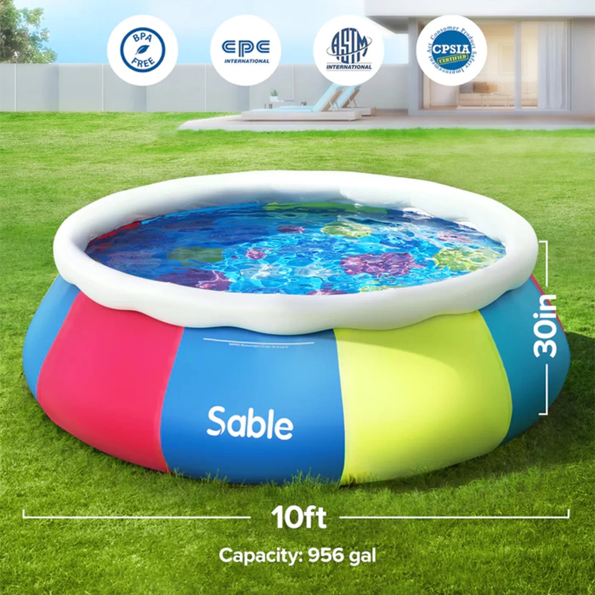 Inolait Inflatable Pool Full-Sized Family Lounge Pools Thicker abrasion Durable material ,120" x 72" x 22"