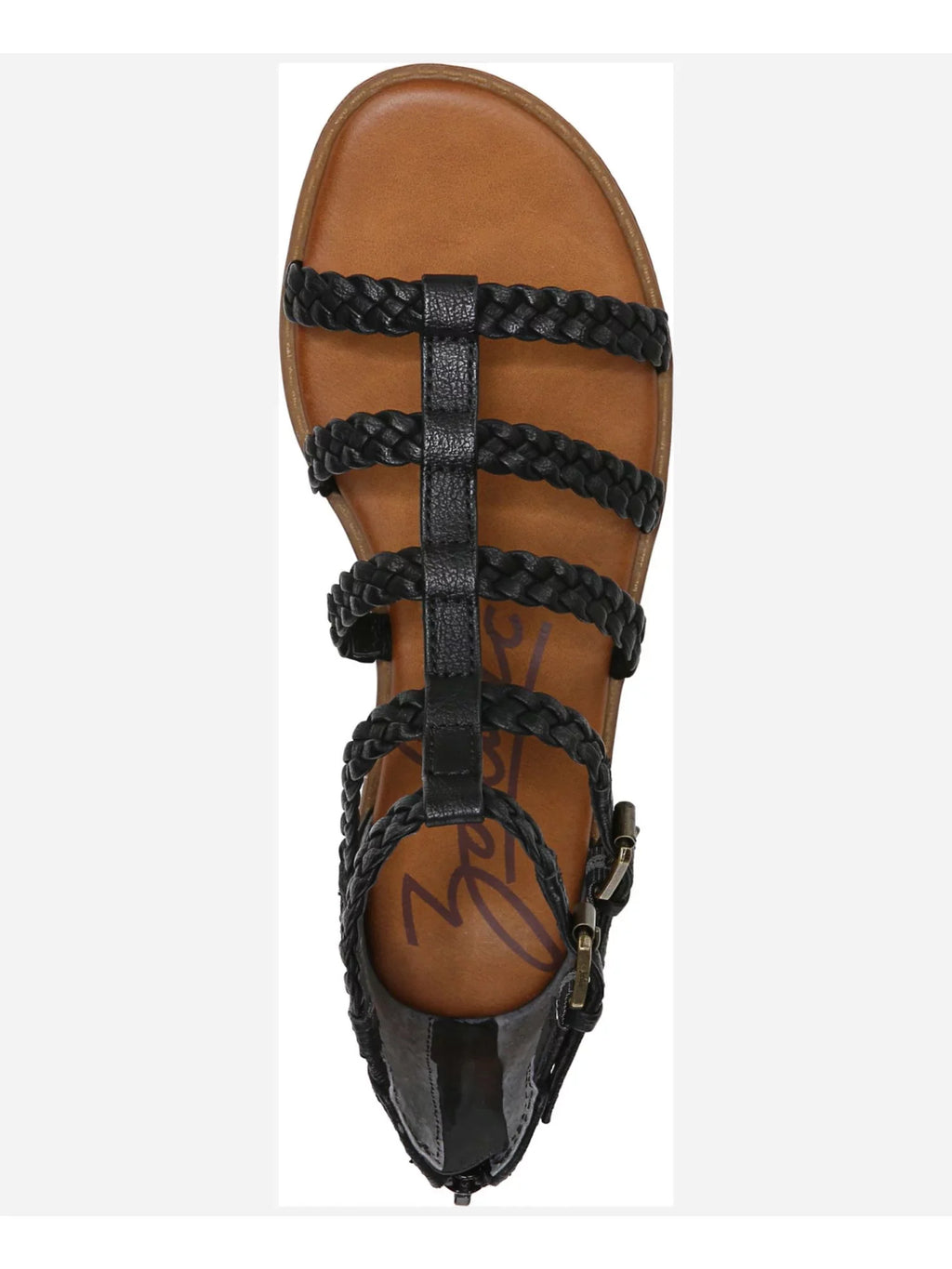 ZODIAC Womens Black Woven Clasp Accent Cushioned Camelia Round Toe Zip-Up Gladiator Sandals Shoes 5.5 M