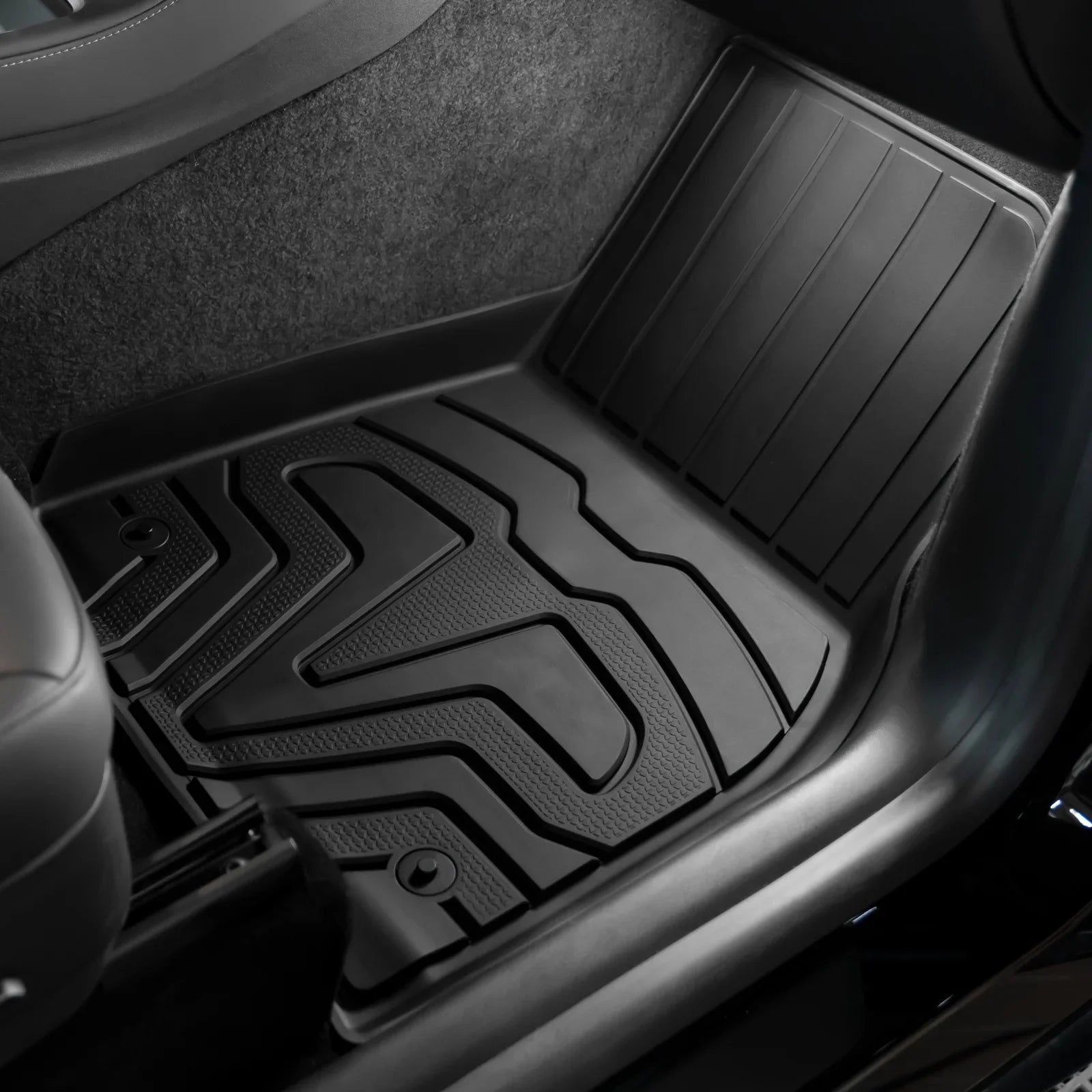 Ikon Motorsports 3D TPE Floor Mats + Trunk Mat Suitable with 2020-2023 Tesla Model Y, All Climate Floor Liners, Front & 2nd Row Full Set Custom Protection Heavy Duty Rear Tray Cargo Mats, Black