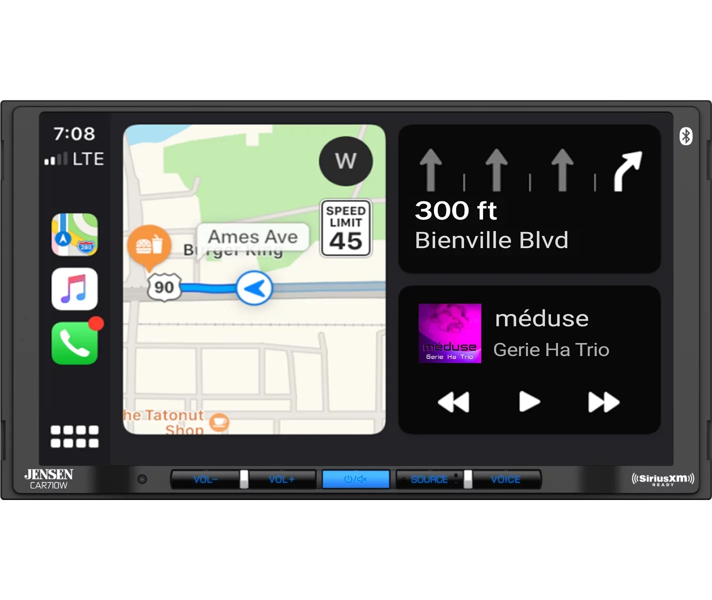 Jensen CAR710W 7” Mechless Multimedia Receiver with Wireless and Wired Apple CarPlay l Wireless and Wired Android Auto l SiriusXM-Ready l Built-in Bluetooth | USB Input with Charging