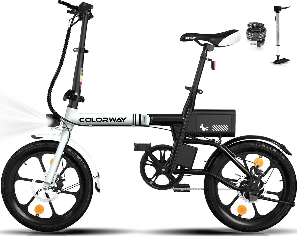 COLORWAY BK35M Folding Electric Bicycles, 16 inch E Bike 350W City E-Bike Max. Range 16-37MILE for Adults