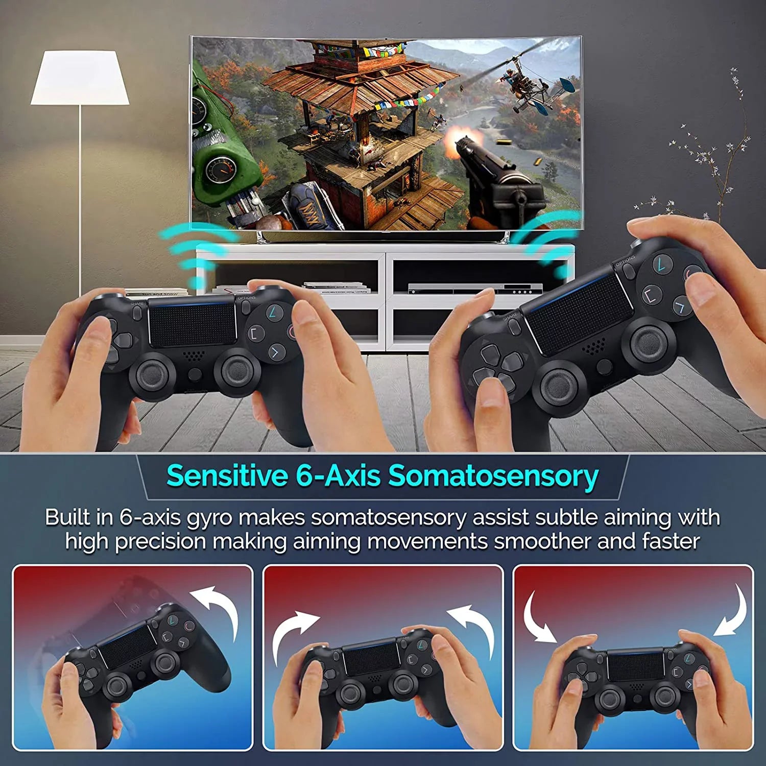 PRO Wireless GamePad Matching with Samsung Galaxy S21 FE 5G Controller Plus 1,000 Battery/Built-In Speaker/Gyro/Remote BlueTooth Slim (Black)