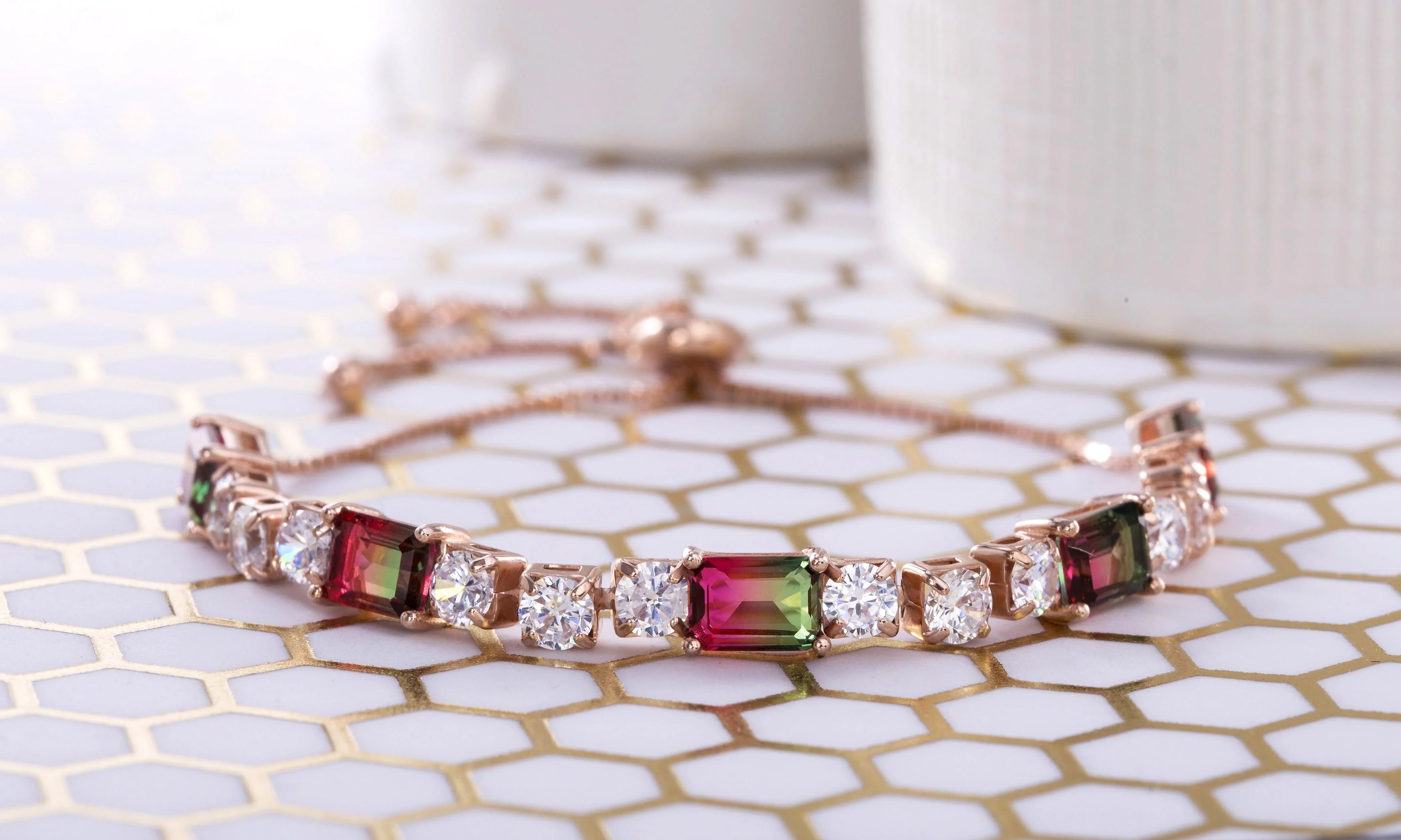 Lesa Michele Rose Gold Plated Brass Adjustable Bracelet for Women