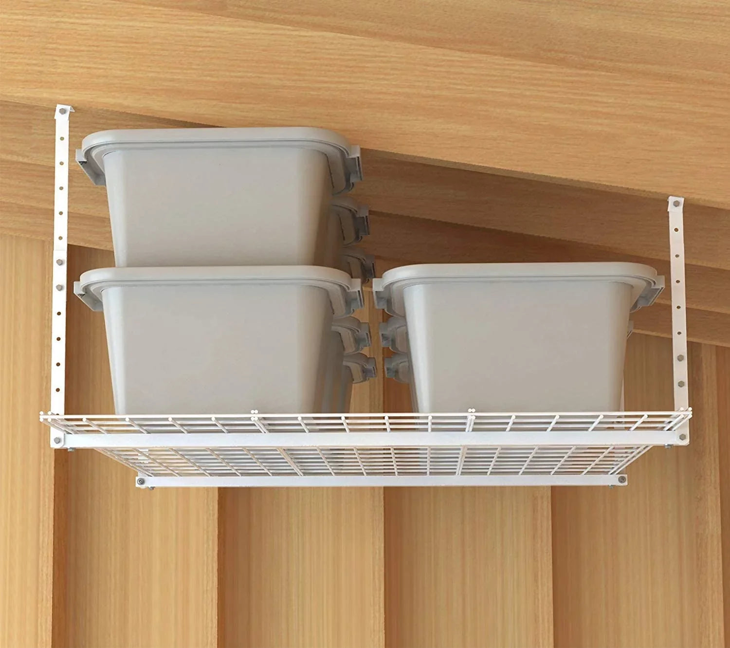 HyLoft 00540 45-Inch by 45-Inch Overhead Storage System Ceiling Mount Garage Organization Rack White