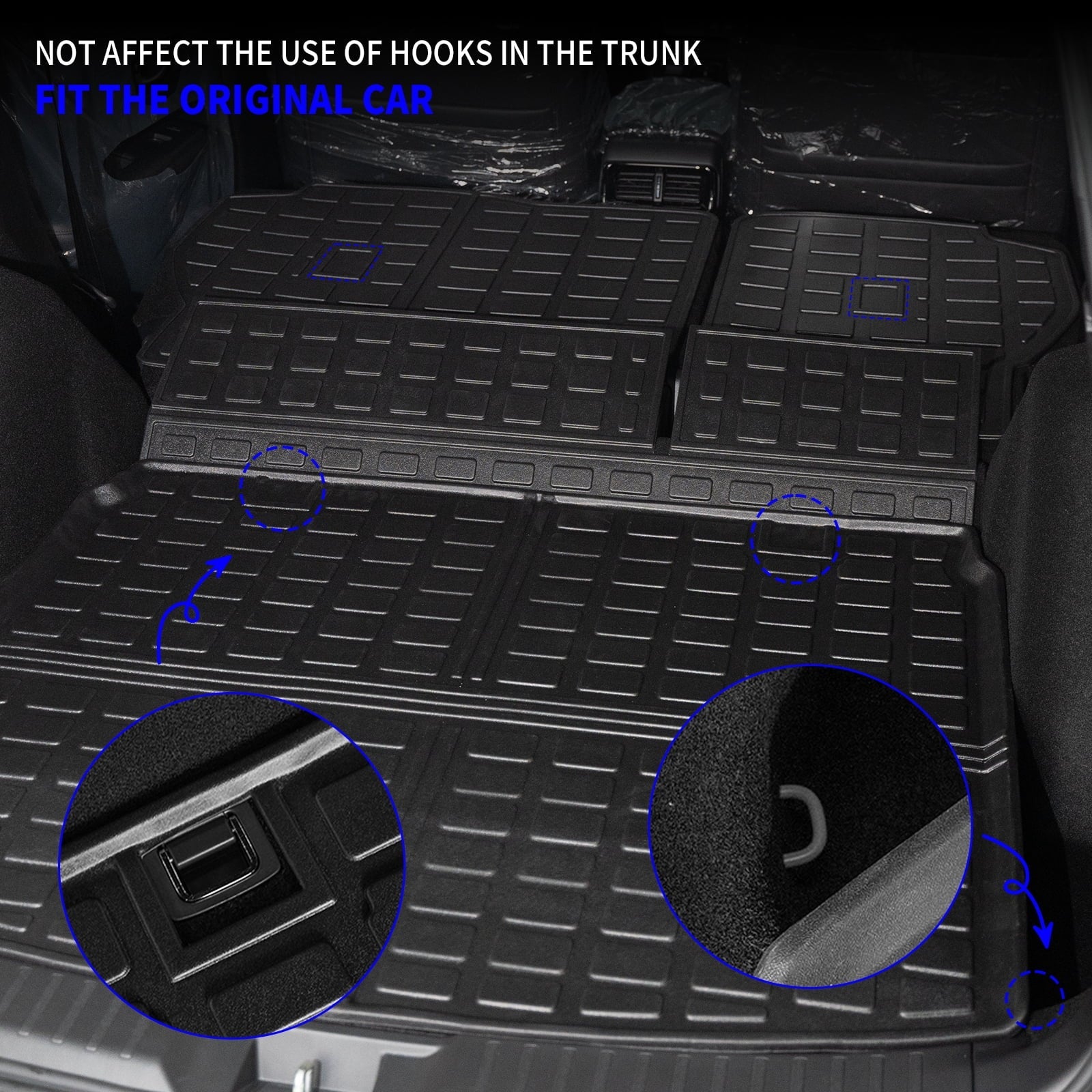 Cargo Mat Matching with 2023 2024 Honda CRV Hybrid Cargo Liner Trunk Mat Back Seat Protection Protector Honda CR-V Accessories (Fit Upper Deck, Trunk Mat+Backrest Mats)