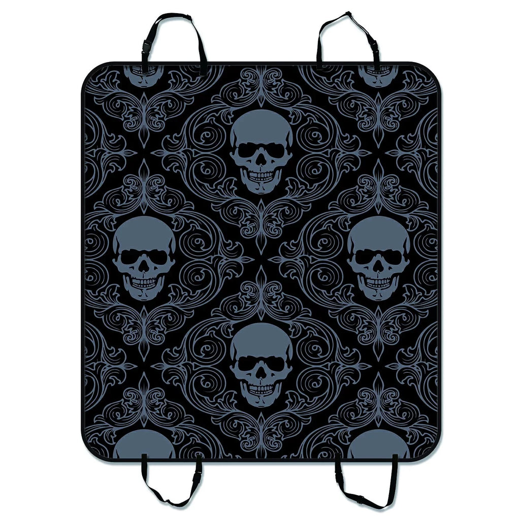 GCKG Dark Balck World Design Skull With Lacy Pattern Pet Car Seat Coating Dog Car Seat Mat Hammock Cargo Mat Trunk Mat For Cars Trucks and SUV 54x60 inches