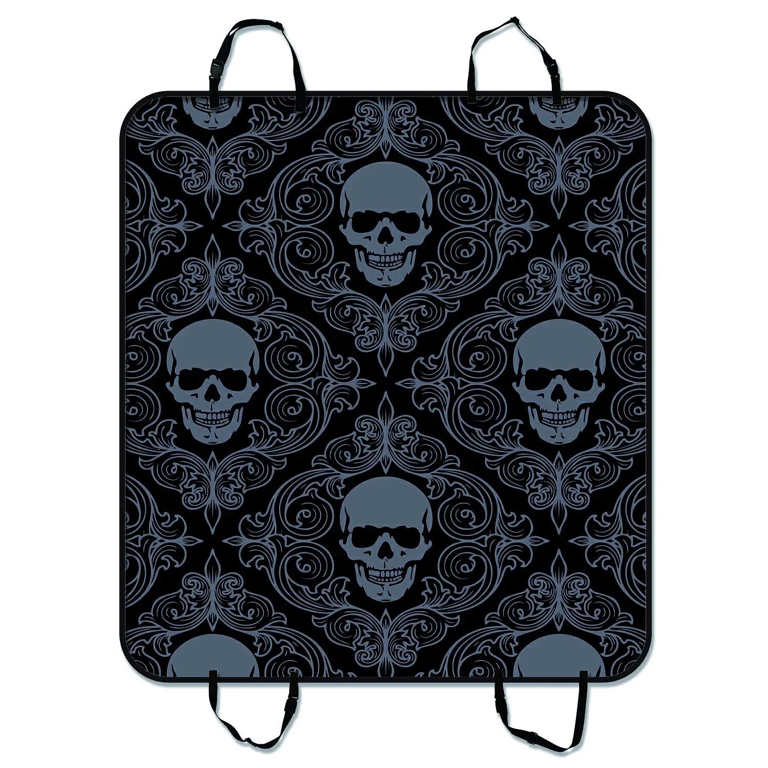 GCKG Dark Balck World Design Skull With Lacy Pattern Pet Car Seat Coating Dog Car Seat Mat Hammock Cargo Mat Trunk Mat For Cars Trucks and SUV 54x60 inches