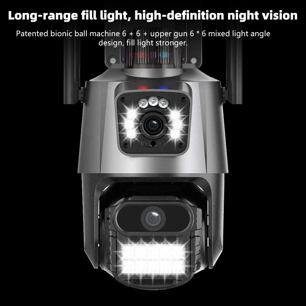 Kepeak Dual Lens Security Camera, Wi-Fi Home Surveillance Cameras Outdoor 360° View, 2-Way Audio Night Vision, Waterproof