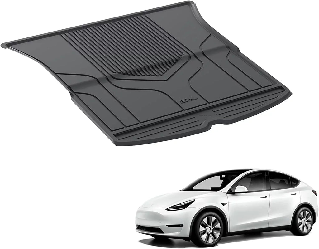 3W Trunk Mat for Tesla Model Y 2020-2023 TPE All Climate Black Car Floor Mat Custom Fit Cargo Liner