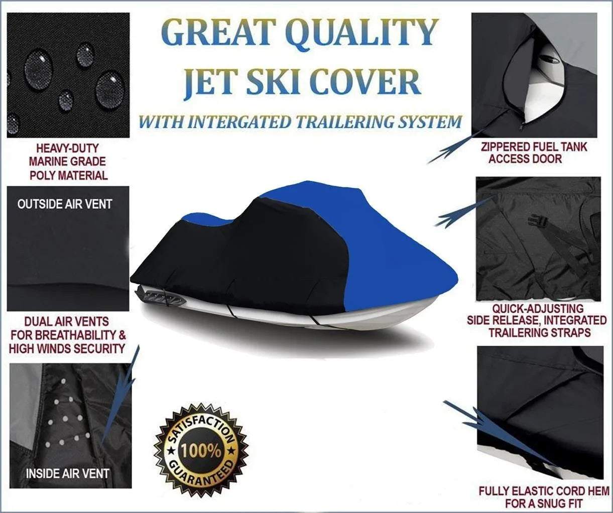 BLACK / BLUE HEAVY-DUTY, 600 DENIER Jet Ski Coating Jetski PWC Protection Fitting for Sea Doo Sea-Doo GTR 230 2017 2018 2019