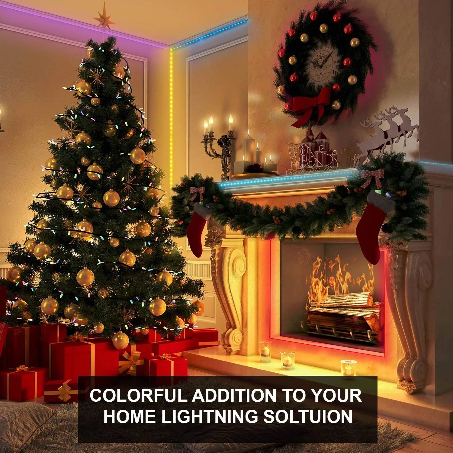 WBM Smart LED Color Changing Strip Light For Bedroom, App Remote Control, 32.8 Ft