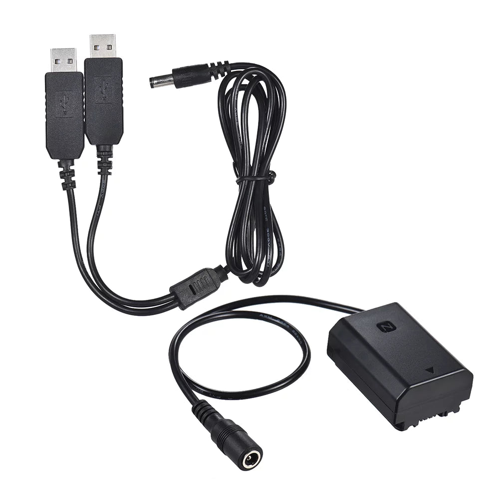 Andoer Adapter,A7III A9 A7RIII Battery A7III A9 Coupler Dual NP-FZ100 Coupler Dummy Battery A7III Dual USB Adapter A9 A7RIII A7SIII Adapter Dummy Battery Dual U-SB Adapter USB Coupler