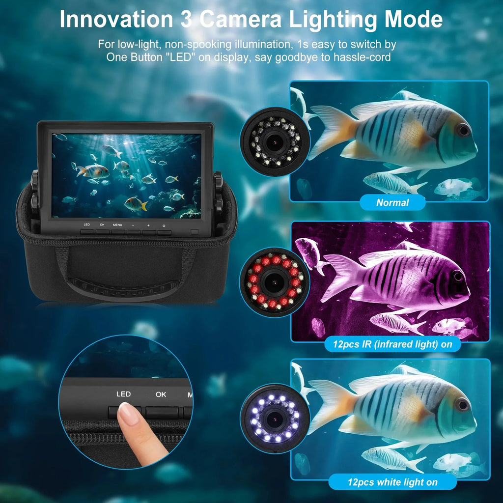 7 inch Ice Fishing Camera Underwater with Bracket Ice Fishing Fish Finder for Lake Vessel Kayak Ice Fishing