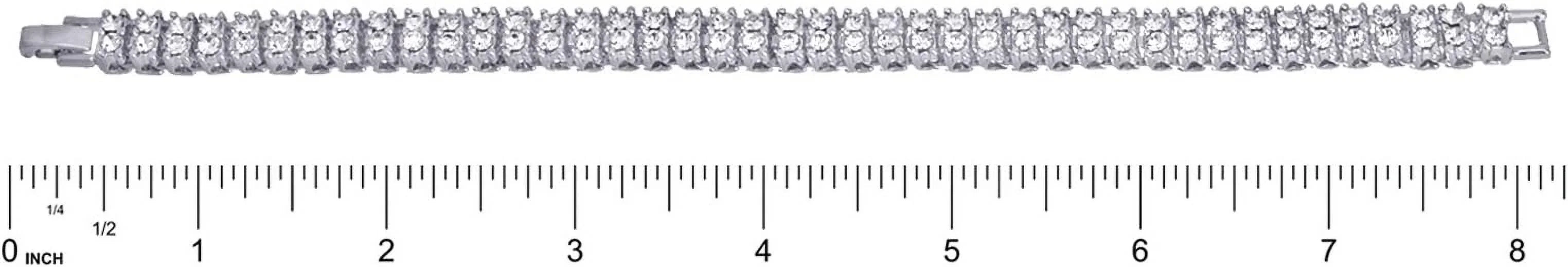 Hip Hop Luxury Silver Plated Double Tennis Chain 16" + 18" and 2 Row 8" Bracelet 3 pc Set