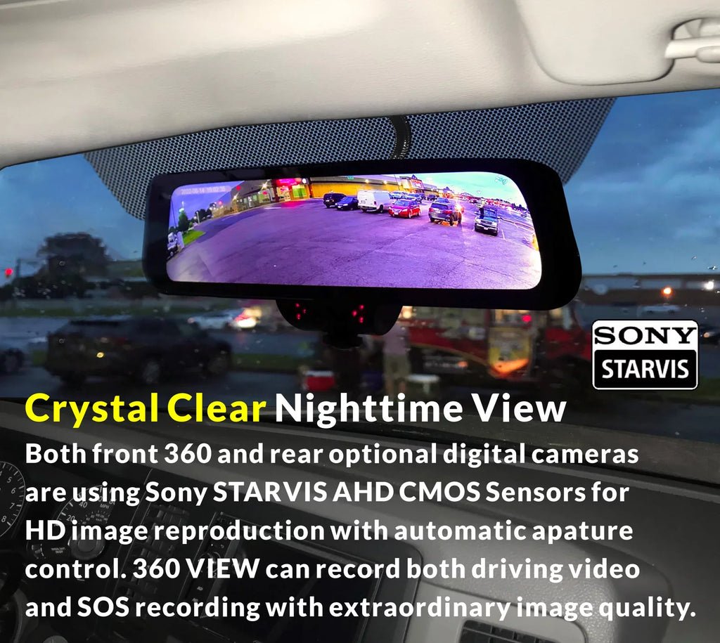 RYDEEN 360 View Surround View 4K Dash Camera 10-inch Touchscreen Frameless Rearview Mirror with TFT Monitor w/ Auto Brightness Day/Night, DIY Install, Backup Video-in