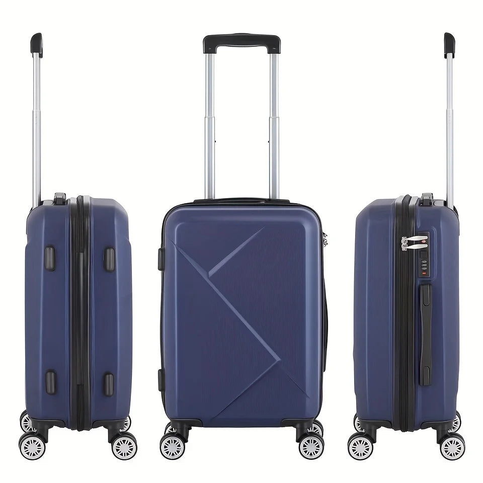 20 Inch Hardside Carry-On Luggage For Travel Business, 20-Inch Suitcase With Four Spinner Wheels And Durable Surface, Lock - Blue