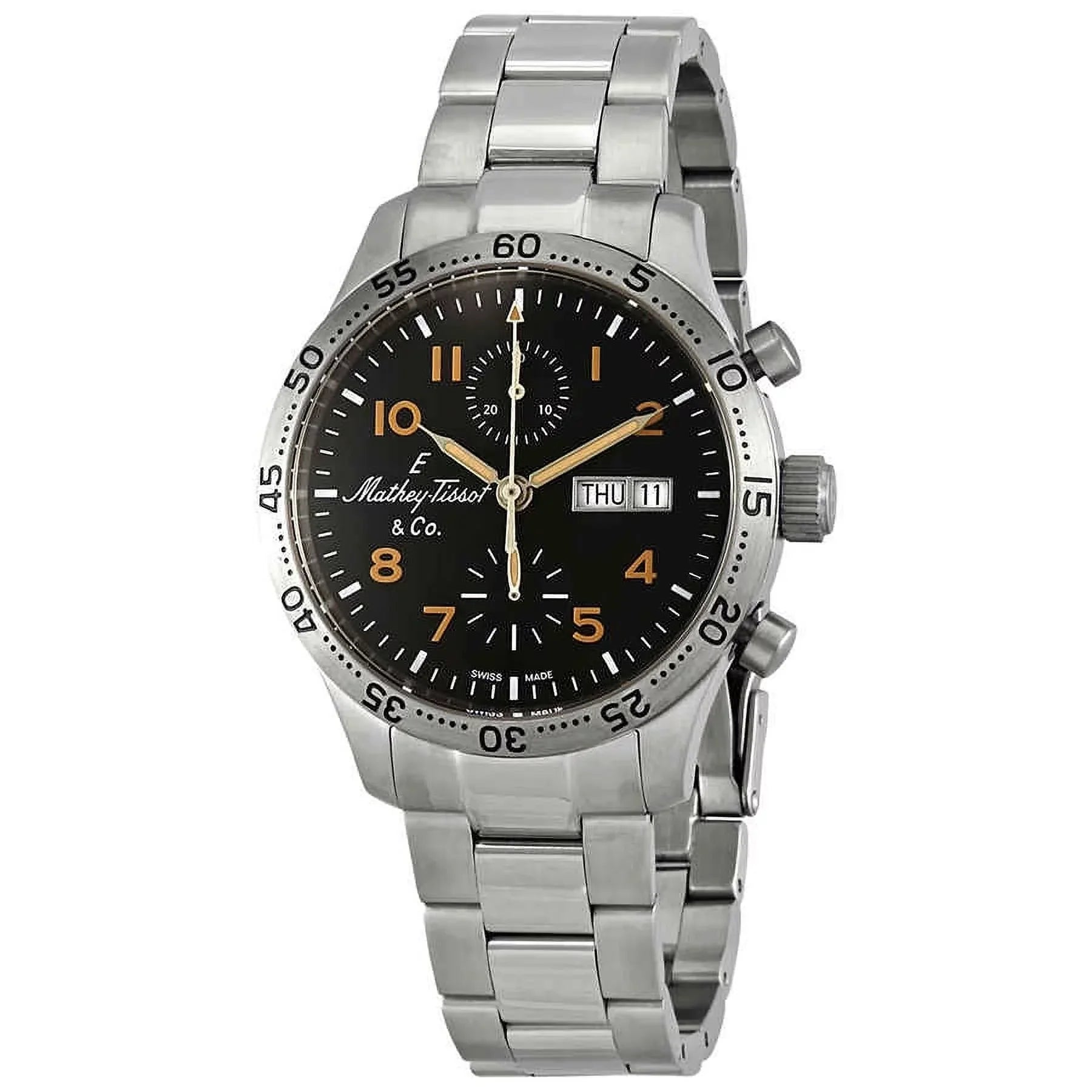Mathey-Tissot Type 21 Chrono Automatic Chronograph Black Dial Men's Watch H1821CHATNO