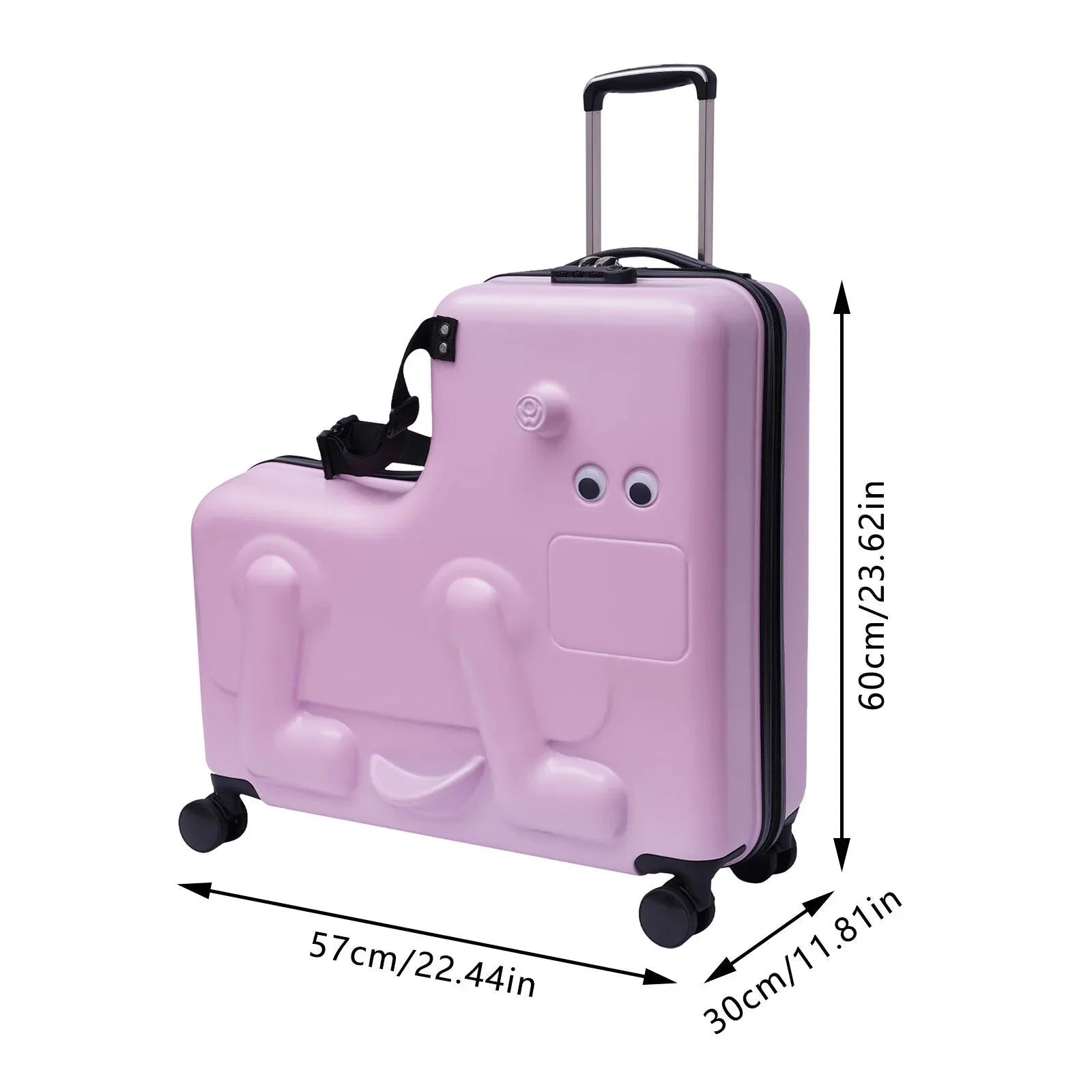 Wuzstar 24" Kid's Ride-on Travel Suitcase Portable Universal Wheel Waterproof Luggage,ABS+PC Aged 4-12 Years(Pink)