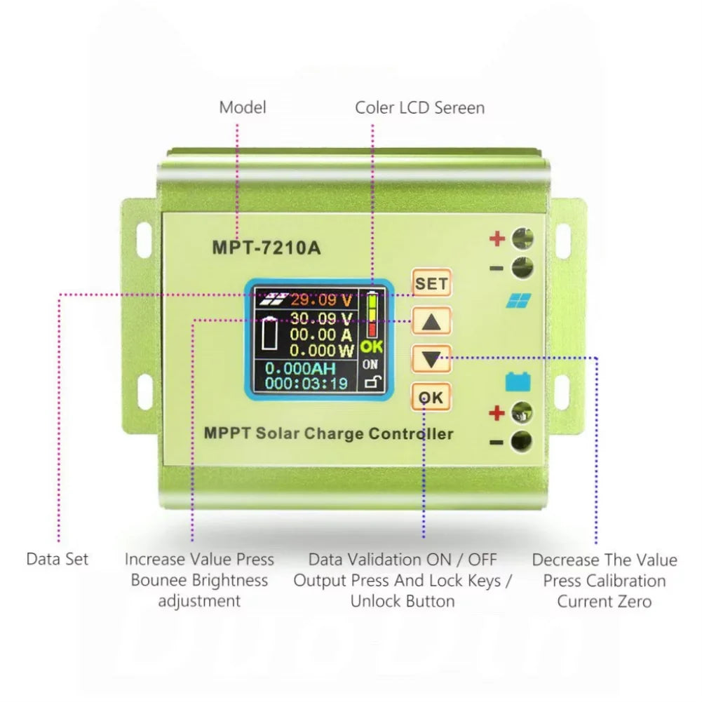 Mppt Solar Controller, Voltmeter Ammeter Numerical Control Boost Module 24 V to 72 V Battery Charger