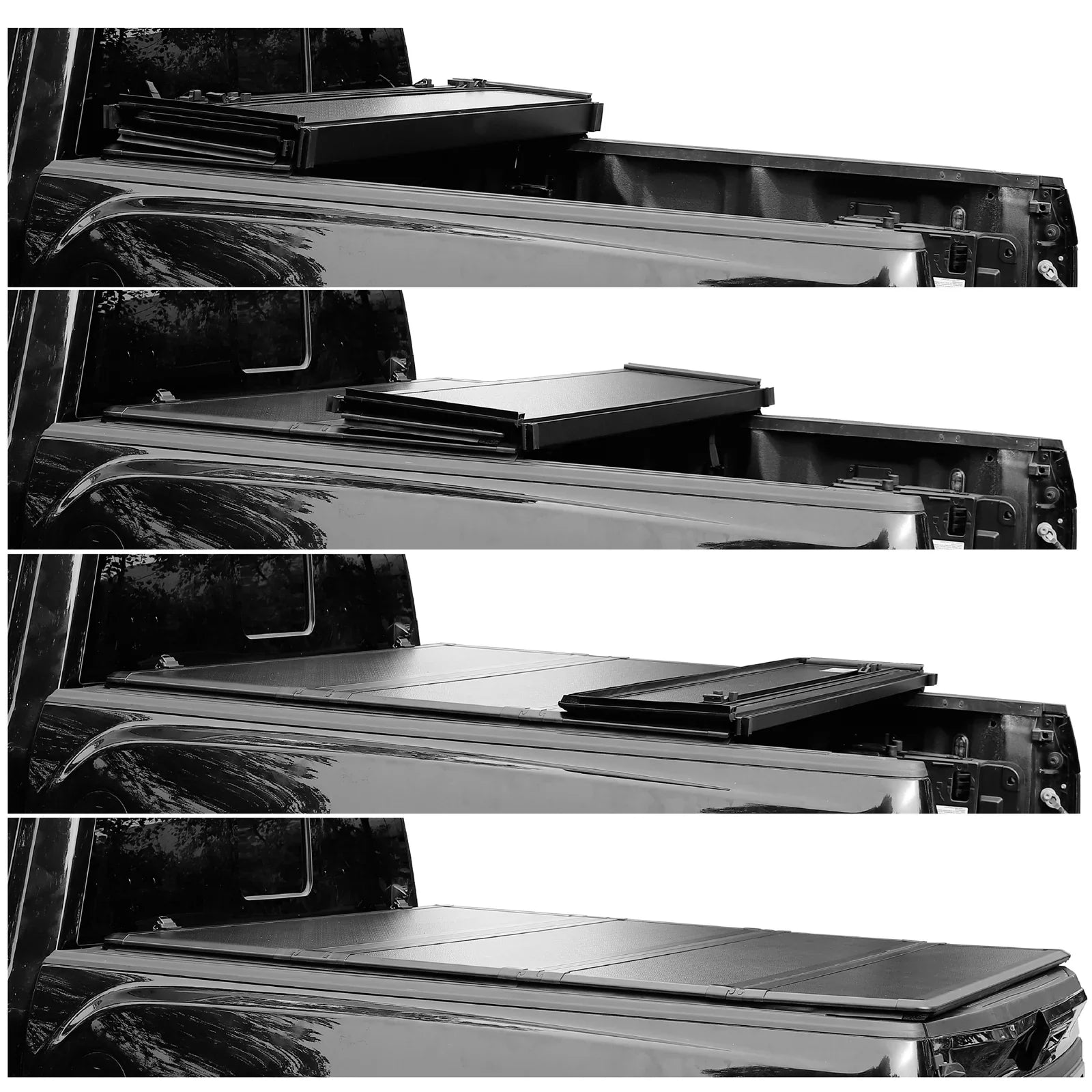 Mamoru Hard FRP Quad-Fold Solid Tonneau Wrap Fitting with 2016 2017 2018 2019 2020 2021 2022 2023 Tacoma 6' / 73.7" Truck Bed Shield | Fit for Deck Rail System