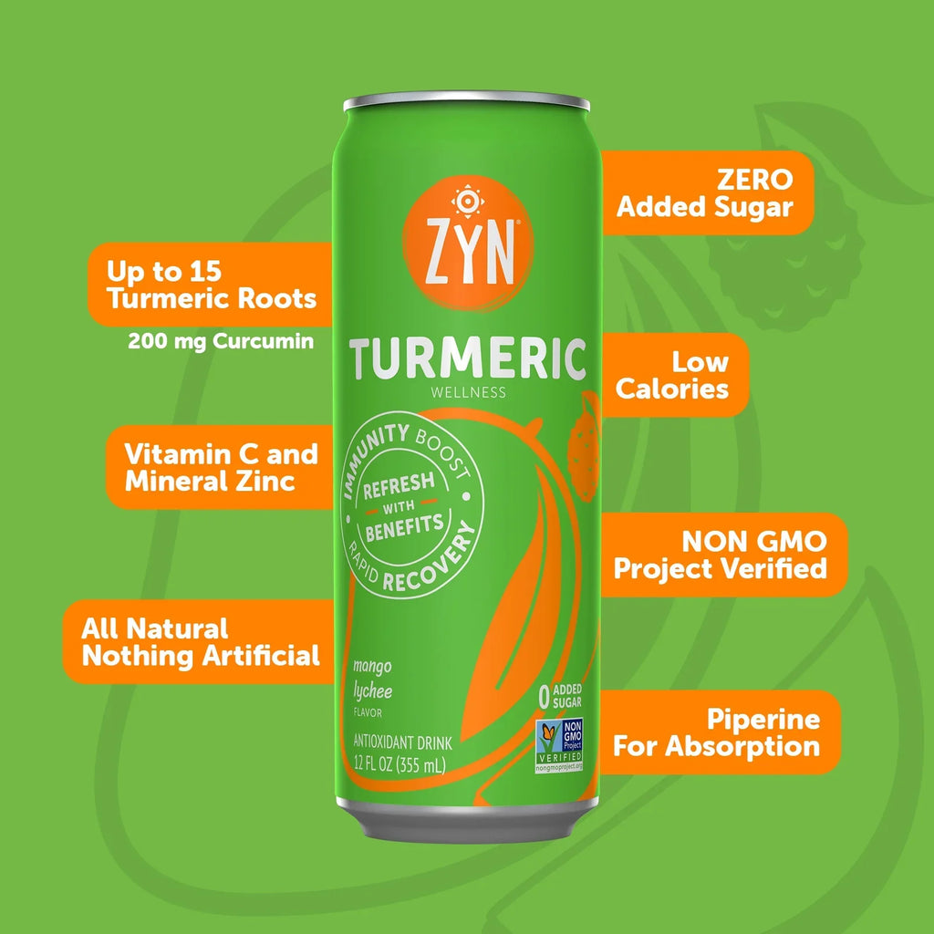 ZYN Immunity & Protection Turmeric Wellness Drinks - Mango Lychee (6 pack)