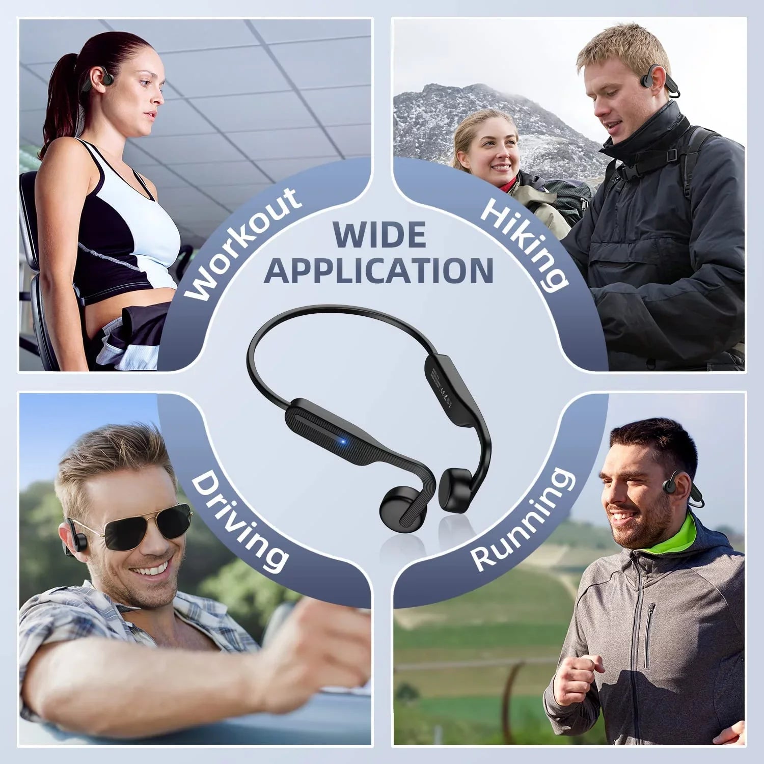 Bone Conduction Headphones, Open Ear Headphones, Bluetooth 5.0 Sports Wireless Earphones, Sweat Strong Headset for Running, Cycling, Hiking, Driving