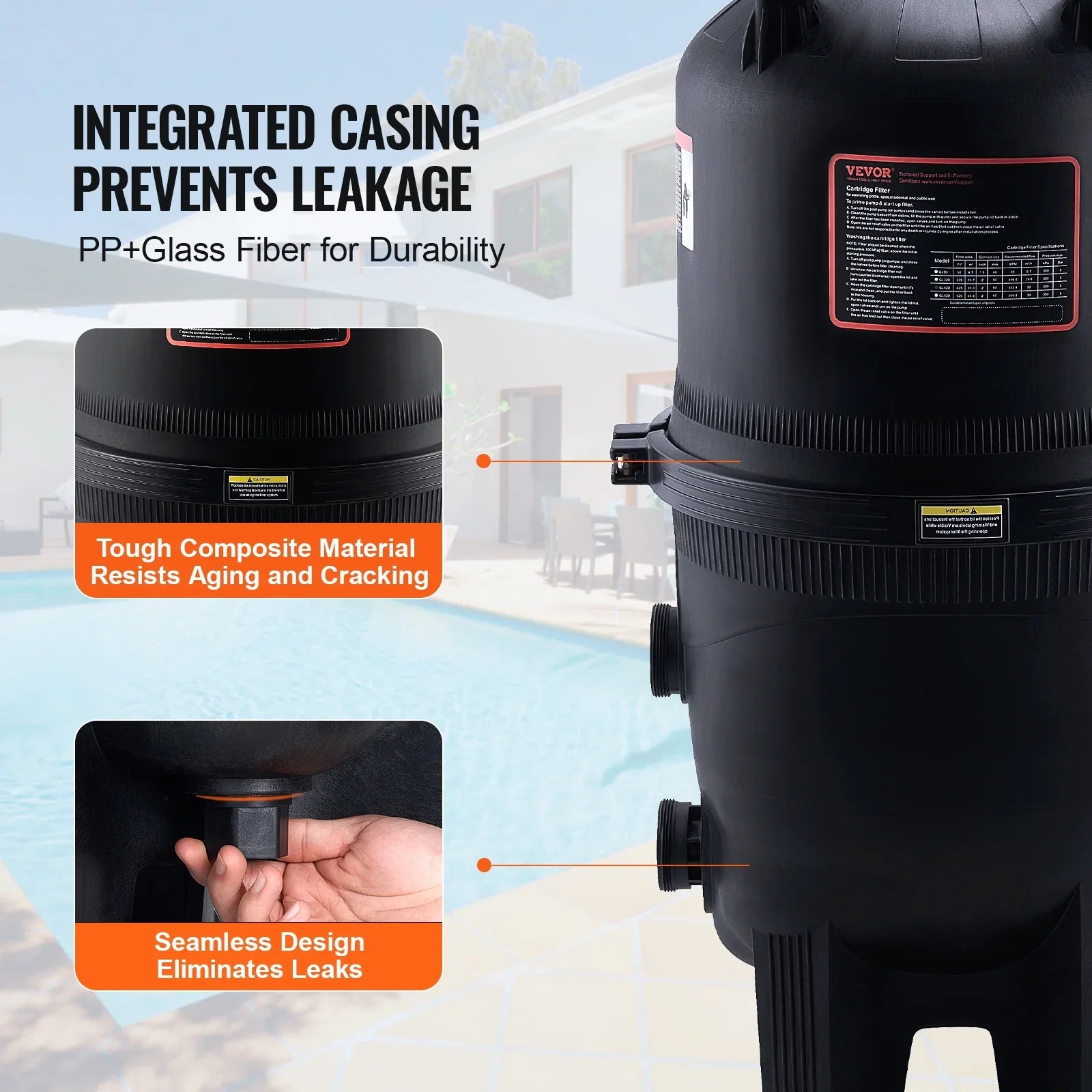 SKYSHALO 425Sq.Ft Pool Cartridge Filter In/Above Ground Swimming Pool Filtration