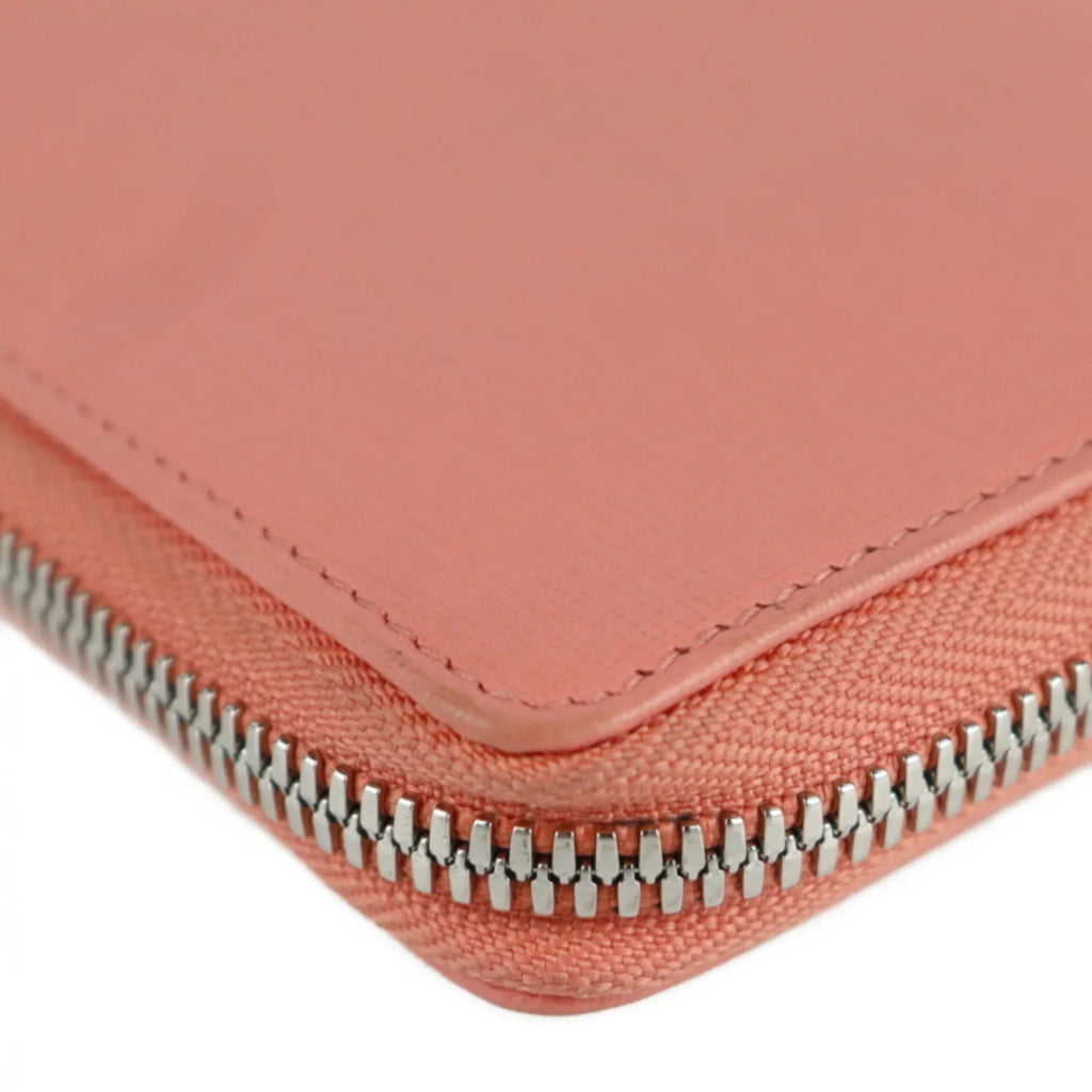 Pre-Owned BALENCIAGA Balenciaga essential long wallet 519641 leather salmon pink round zipper (Good)