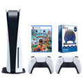 Sony Playstation 5 Disc Version Console with Extra White Controller, Surge Pro Gamer Starter Pack 11-Piece Accessory Kit and Sackboy: A Big Adventure Bundle