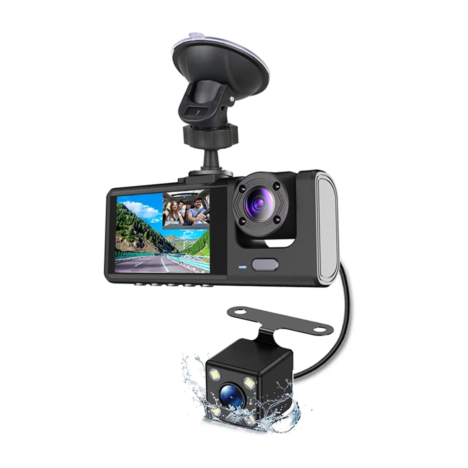 Shinysix Dash Cam Front and Rear Inside 3 Cameras 1080P+720P+480p Car Rearview Mirror Car Video Recording Camcorder Night Vision Car Camera Recorder Auto Safety Driving Recorder