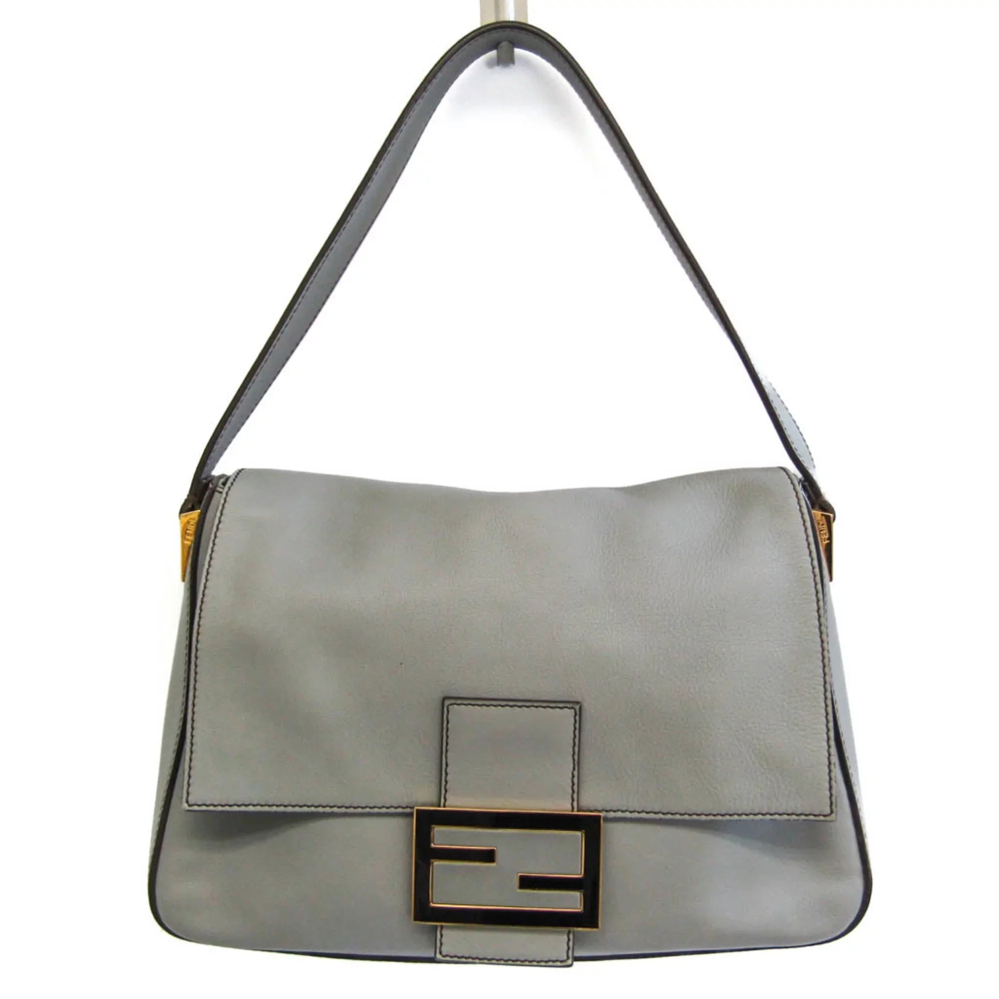 Pre-Owned Fendi Big Mamma Bucket 8BR638 Women's Leather Shoulder Bag Gray (Good)