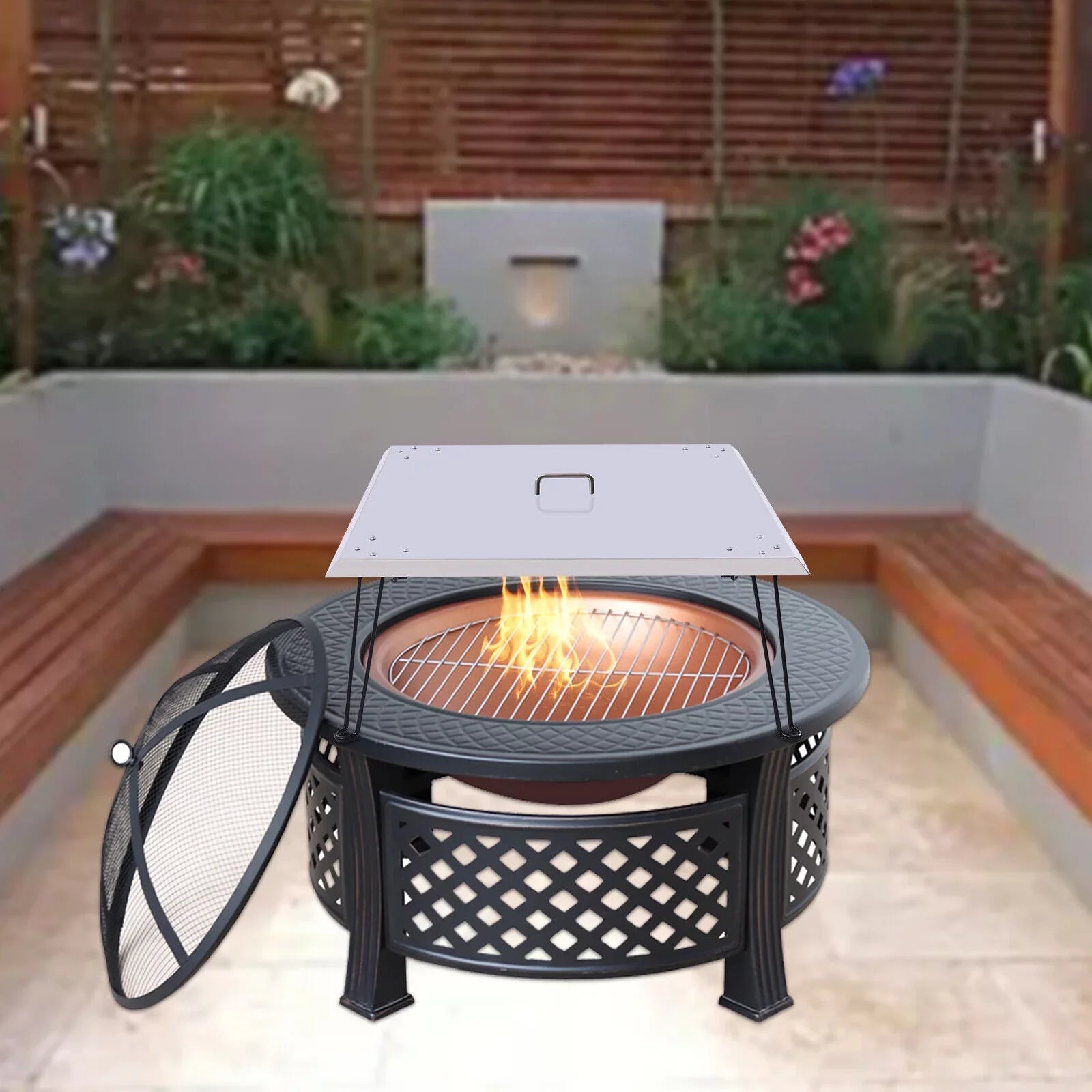 Fire Pit Burner Coating Heat Deflector-Turn Fire Pit into a Patio Heater 30"x30"