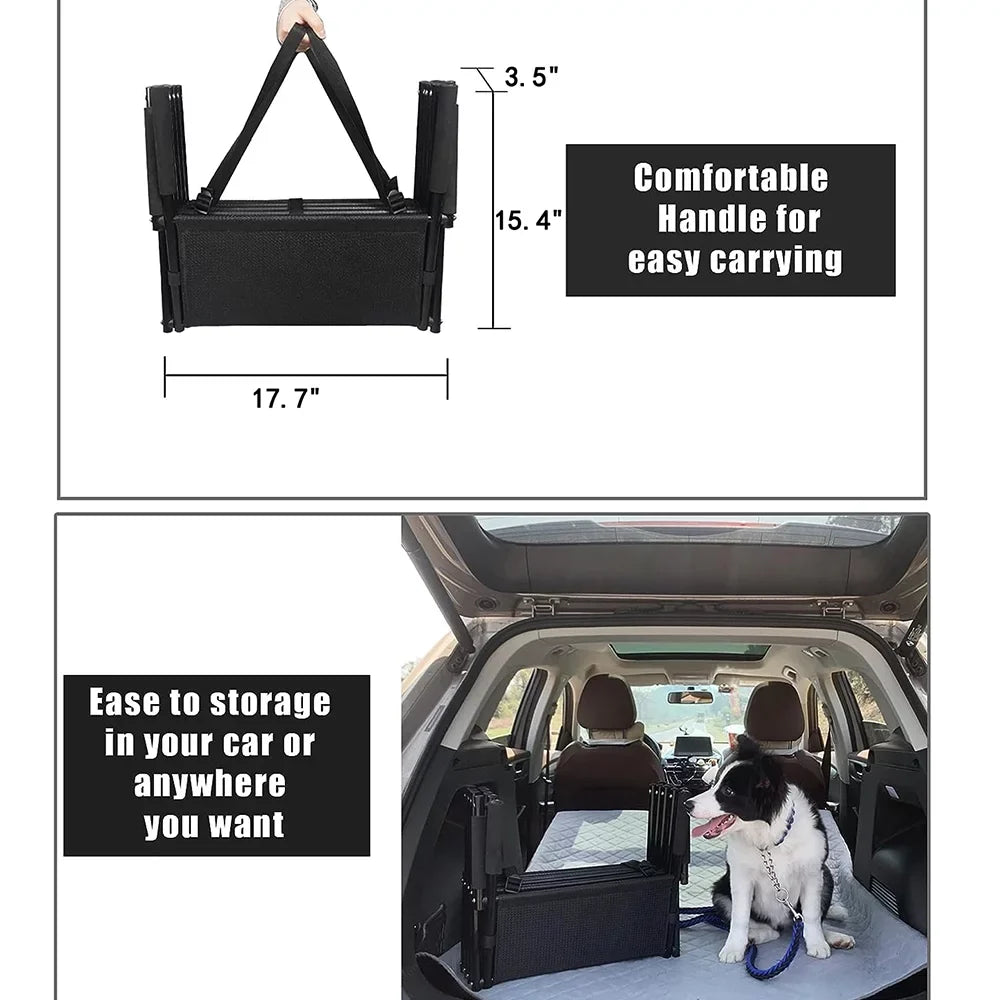 Sunb Foldable Pet Stairs Ramp,Metal Frame Portable 4 Steps Nonslip Stairs,Lightweight for High Beds,Trucks,SUV,Car