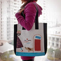 BE-30-BLACK 14 x 14.5 x 4 in. A Short Walk - Embroidered Applique Fabric Art Shoulder Tote Bag & Shopper Bag
