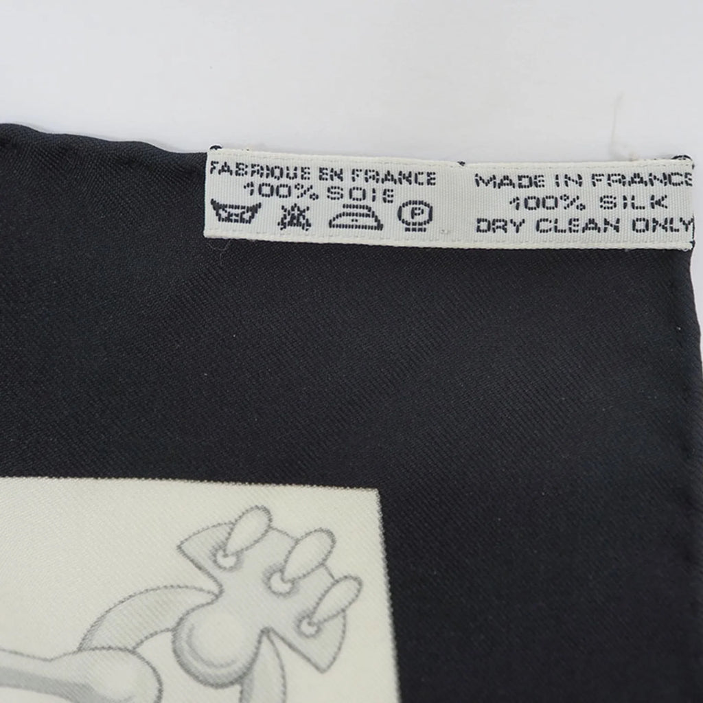 Pre-Owned Hermes Silk Scarf Black (Good)