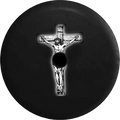 2018 2019 Wrangler JL Backup Camera Jesus on Cross Glowing Blessed Christian Spare Tire Wrap for Jeep RV 32 Inch