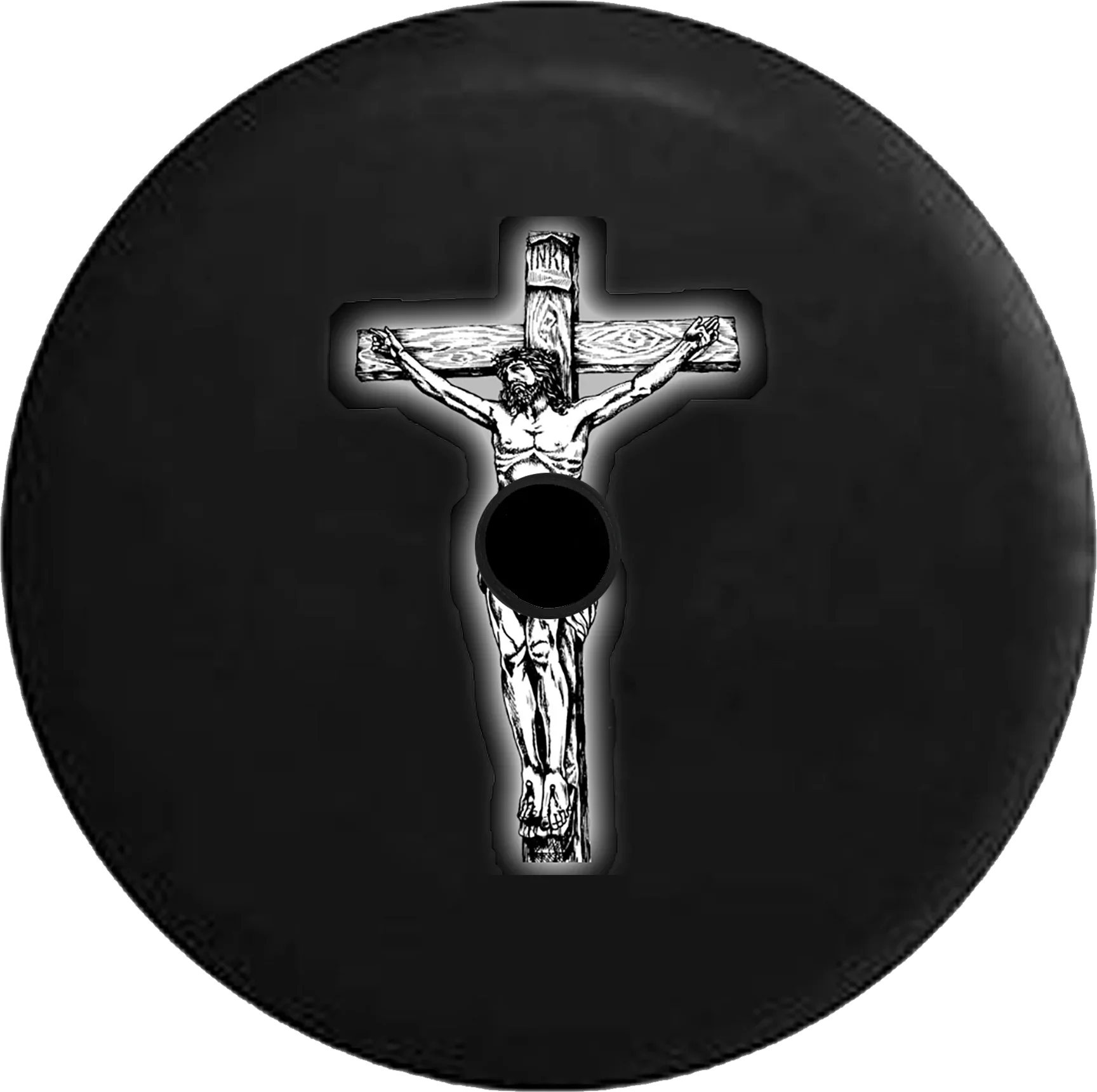 2018 2019 Wrangler JL Backup Camera Jesus on Cross Glowing Blessed Christian Spare Tire Wrap for Jeep RV 32 Inch