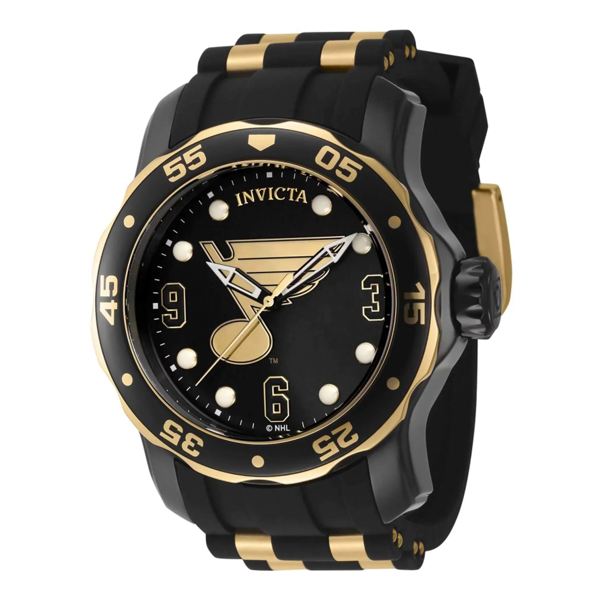 Invicta 42313 Men's NHL St. Louis Blues Black Silicone Strap Watch