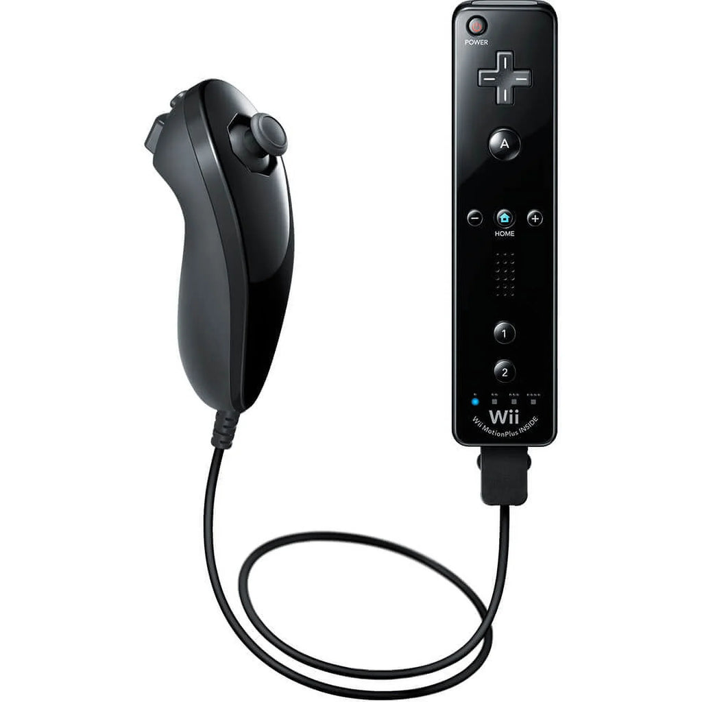 Nintendo Wii & Wii U Bundle Remote Plus with Jacket, Nunchuk and Sensor Bar - Black