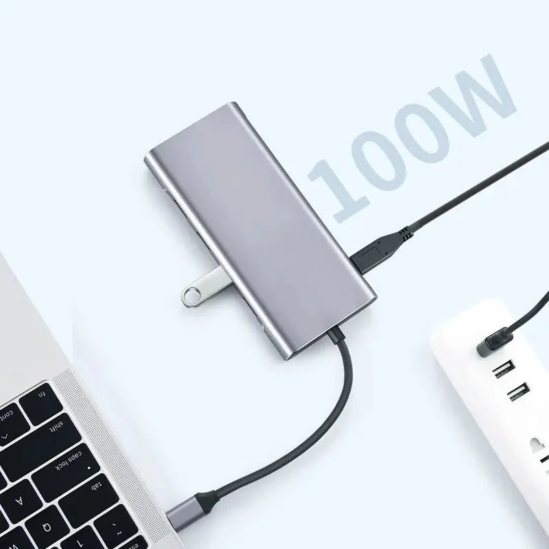 Kidsol USB C Laptop Docking Station 11-in-1 Multi-Port with 4K HDMI, VGA,Type-C PD100W Power,USB A*4, Gigabit Fitting with Lenovo HP MacBook Pro,Air 3.5mm Ports