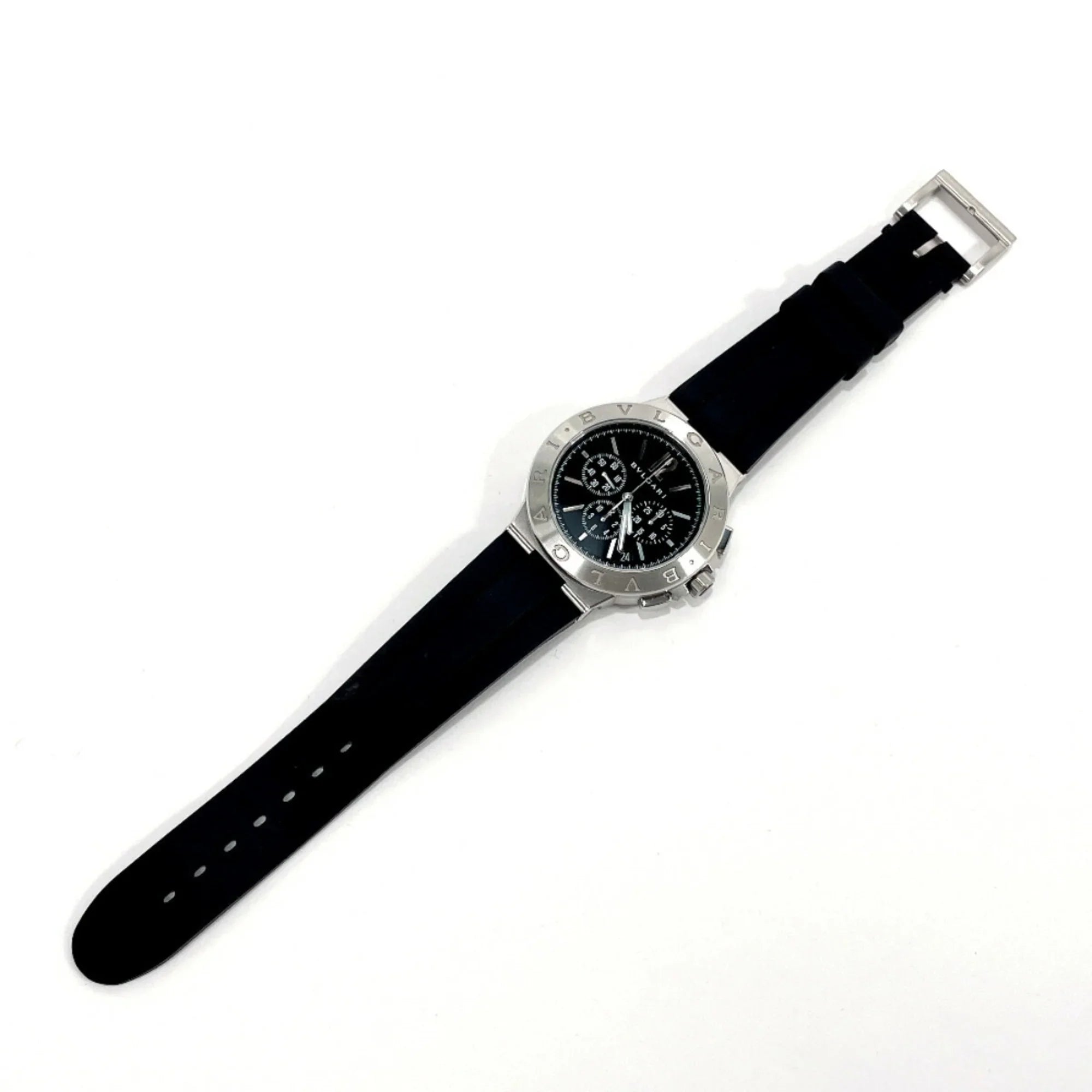 Pre-Owned Bvlgari Chrono Watch Stainless Steel Rubber BVLGARI DG41BSVDCH Men's Silver (Good)