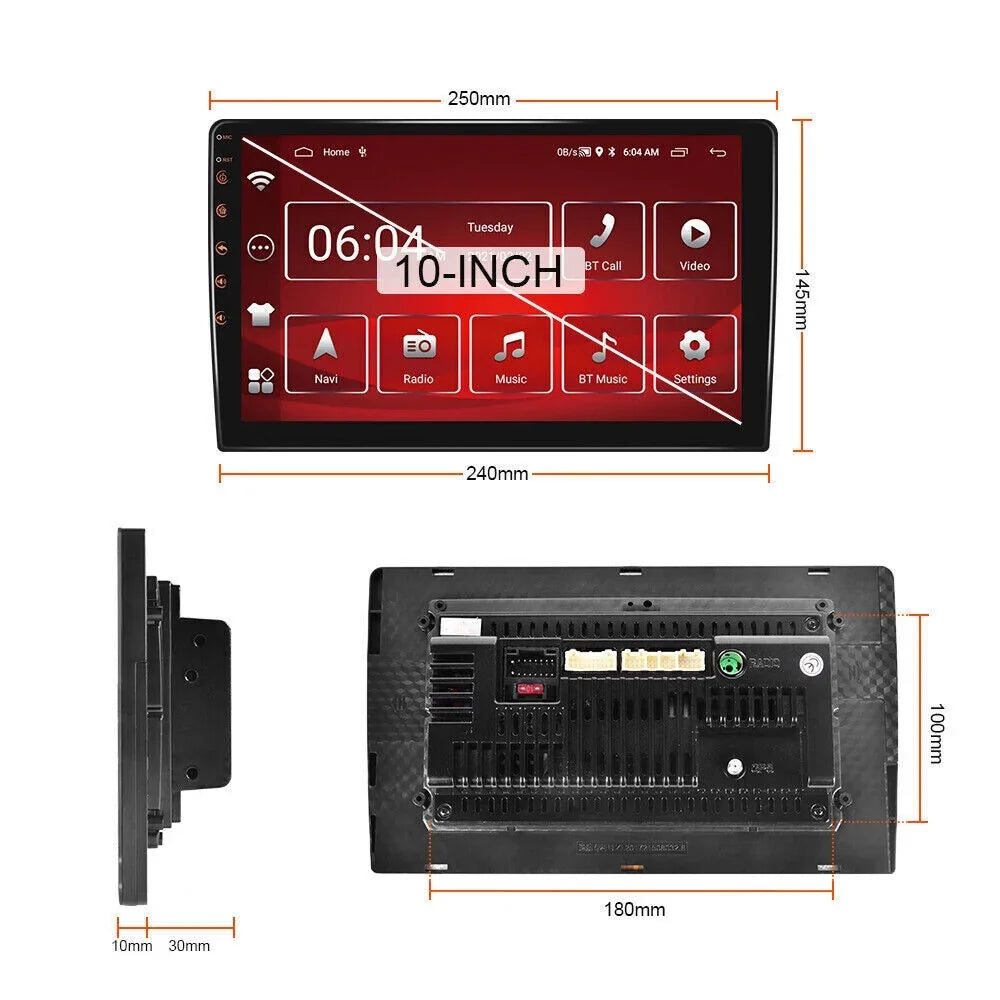 10'' 2Din Android QLED Car Stereo Nav GPS Radio DSP CarPlay Condition 8 4+32GB