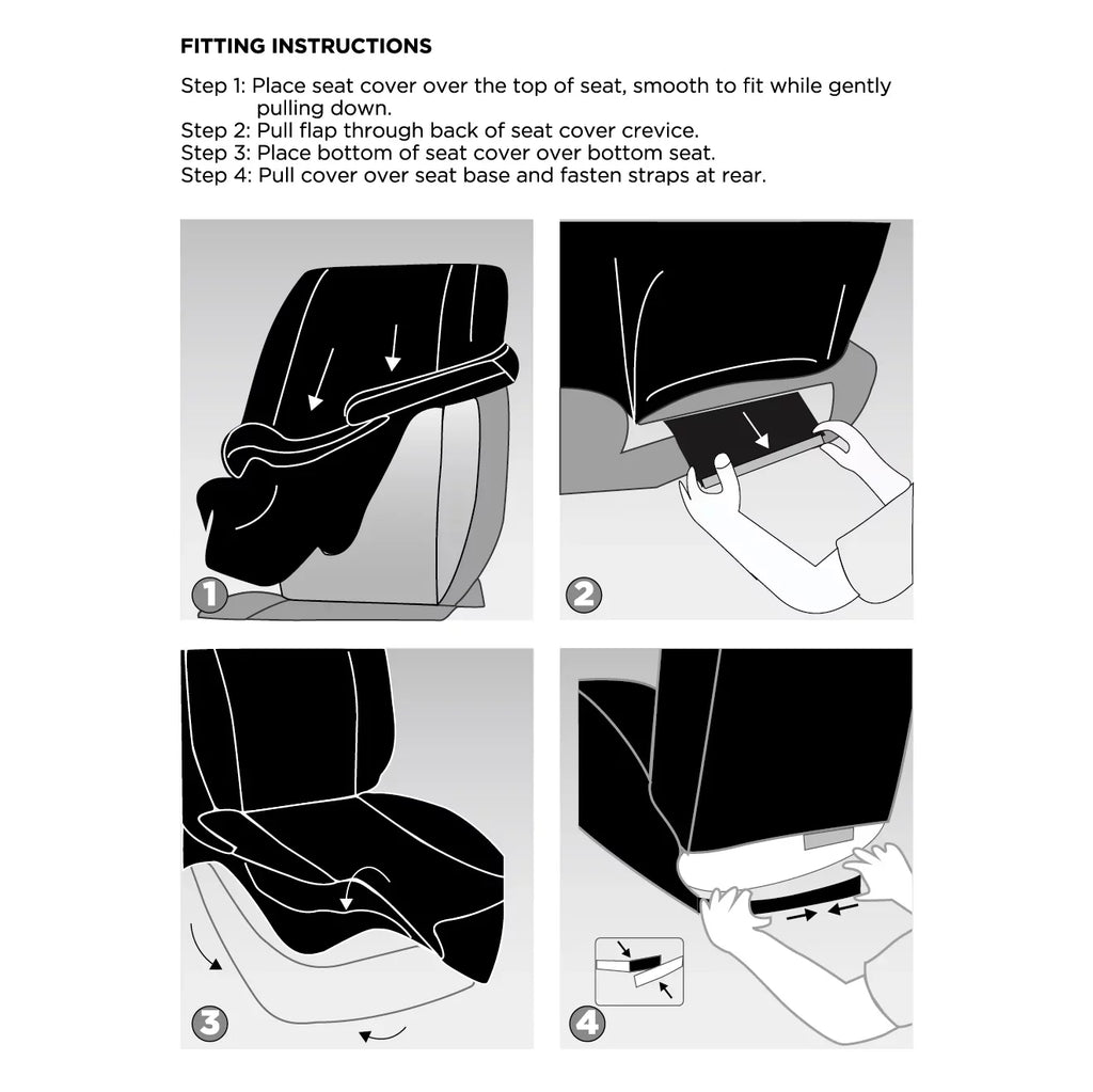 Auto Drive 2 Piece Car Seat Wrap High Back Soft Faux Fur Polyester Black, Universal Fit, 2002SC101