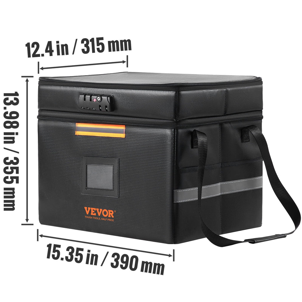 BENTISM Fireproof Document Box with Lock File Document Organizer 2000℉ Fireproof & Waterproof Document Bag 2 Layer Portable File Box with Handle