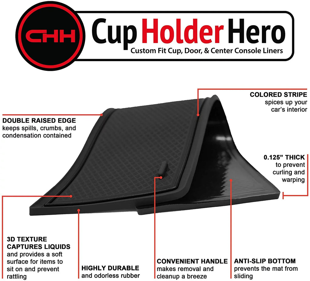 CupHolderHero for Subaru Forester Accessories 2014-2018 Premium Custom Interior Non-Slip Anti Dust Cup Holder Inserts, Center Console Liner Mats, Door Pocket Liners 17-pc Set (Solid Black)