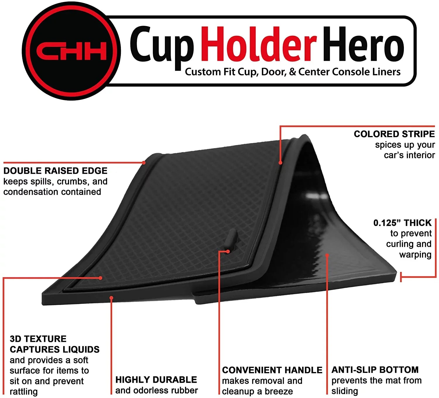 CupHolderHero for Subaru Forester Accessories 2014-2018 Premium Custom Interior Non-Slip Anti Dust Cup Holder Inserts, Center Console Liner Mats, Door Pocket Liners 17-pc Set (Solid Black)