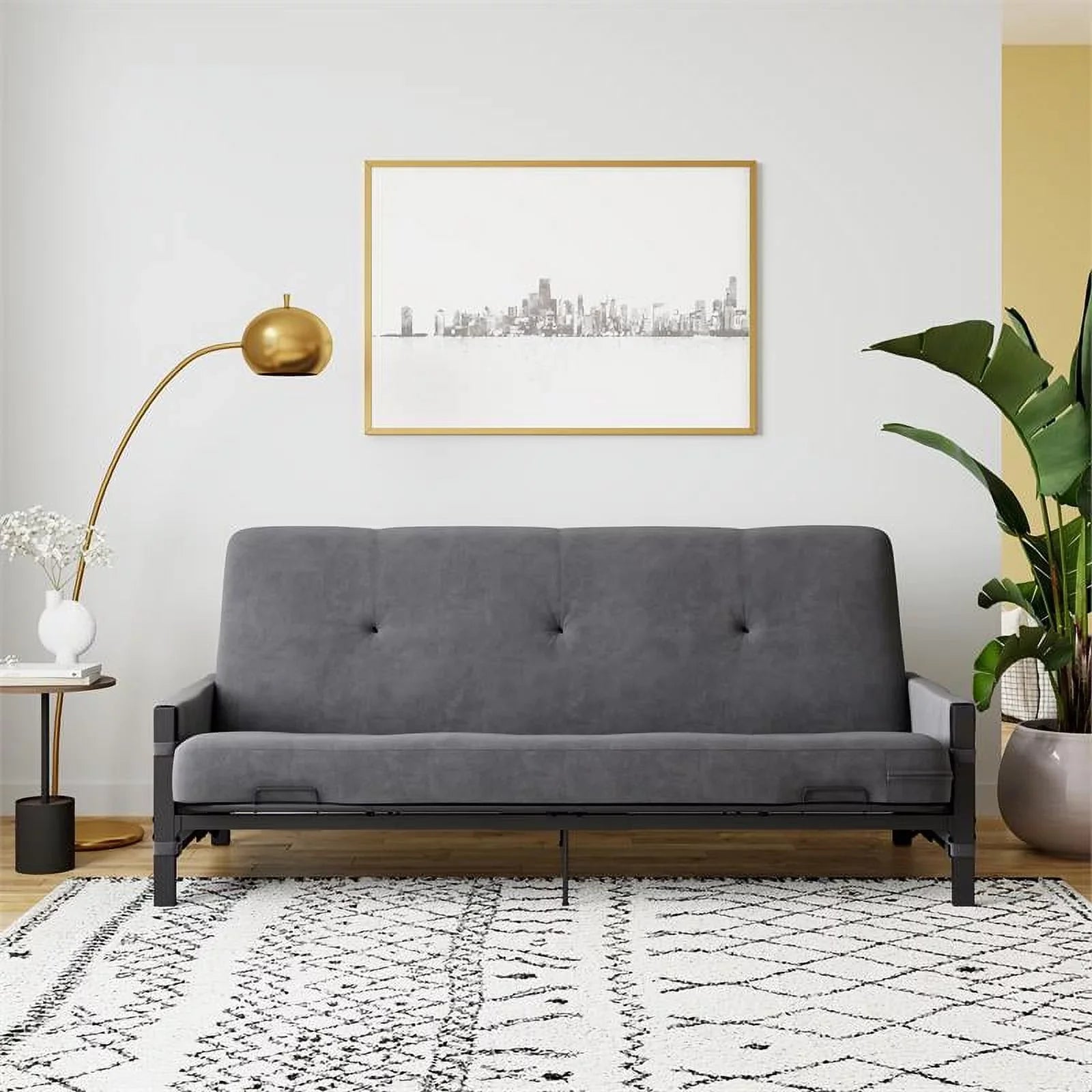 DHP Melbourne Storage Futon with 6" Thermobonded Futon Mattress in Gray