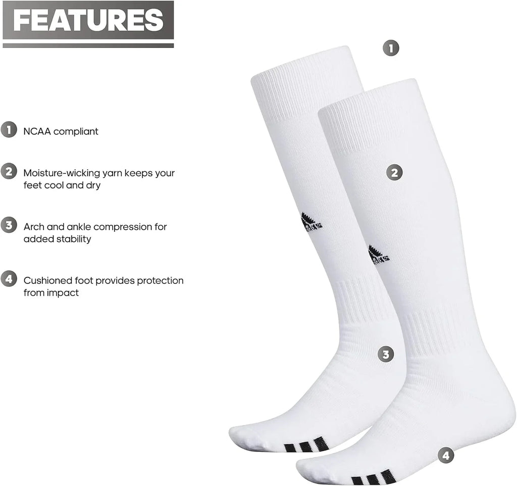 adidas Rivalry Field Multi Sport Over The Calf (OTC) Socks (2-Pair) Large White/Black