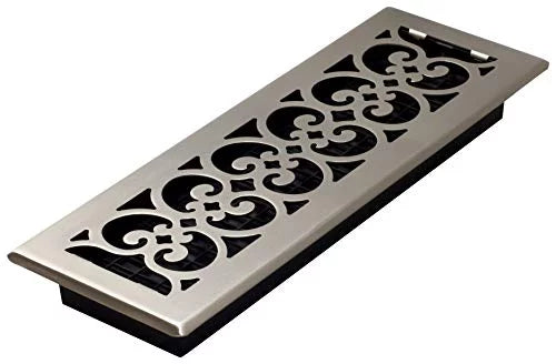 Decor Grates SPH414-NKL Floor Register, 4x14, Brushed Nickel Finish