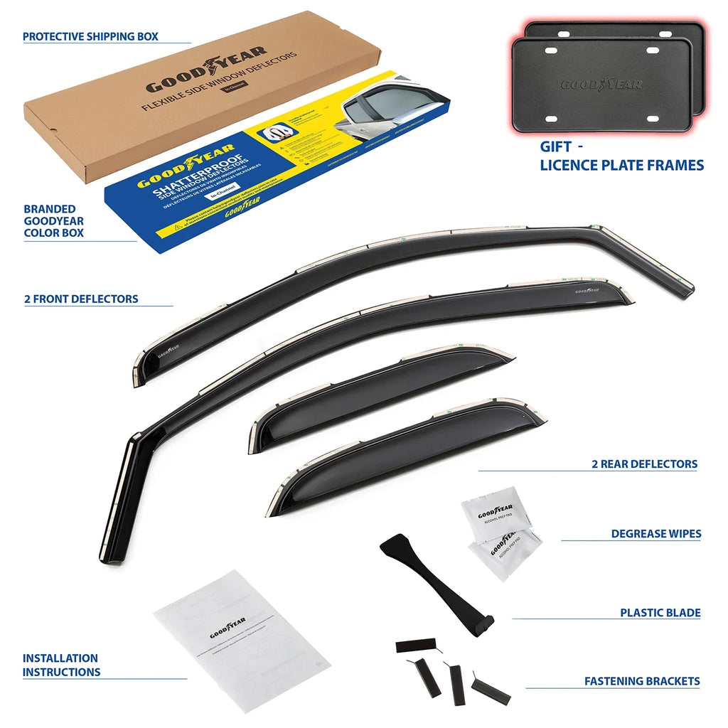 Goodyear Shatterproof in-Channel Window Deflectors for Chevrolet(Chevy) Silverado 2500HD/3500HD 2007-2014 Extended Cab,Rain Guards,Window Visors for Cars,Vent Deflector,Car Accessories,4 pcs-GY007713